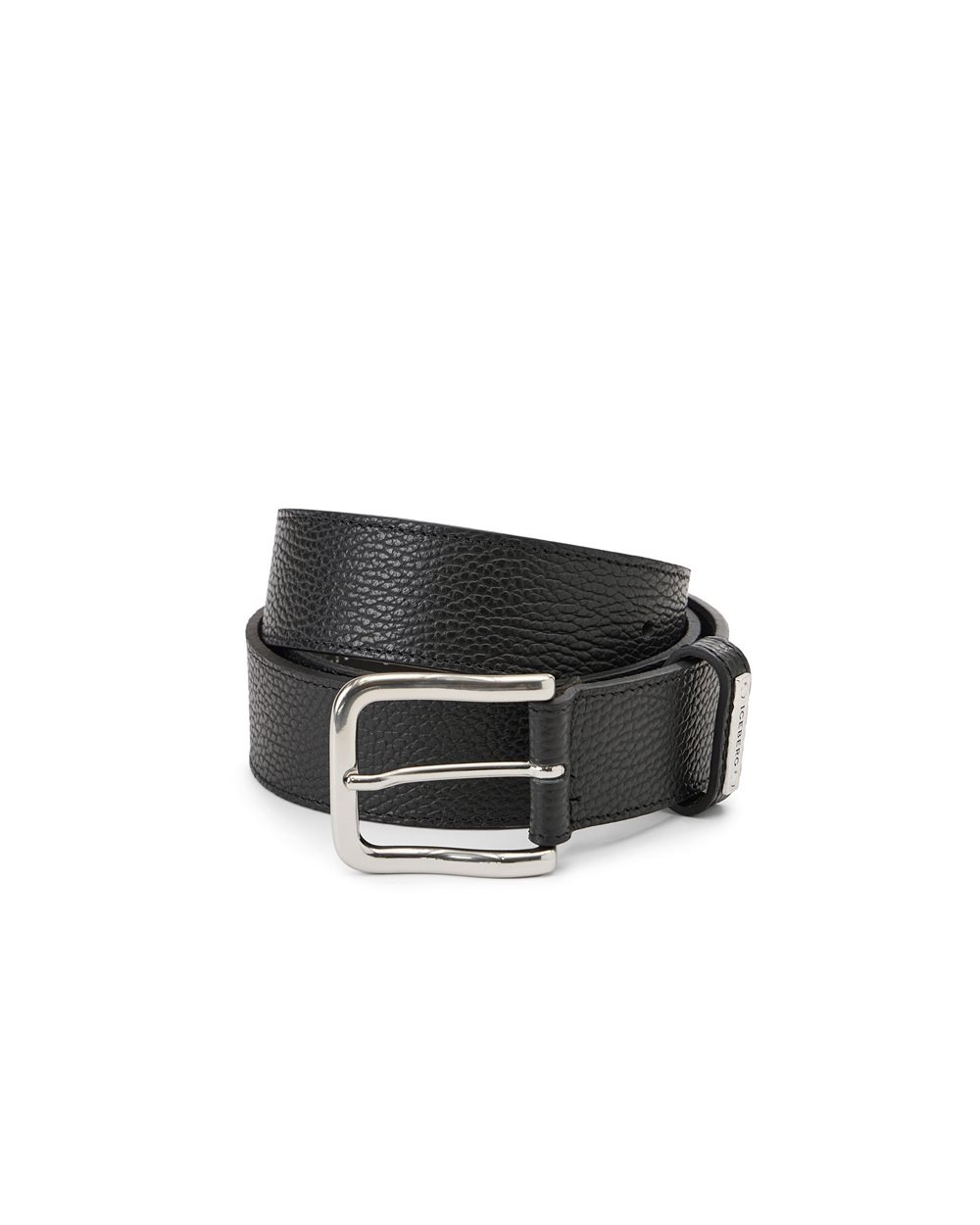 Black hammered leather belt: artisanal elegance with distinctive details - Iceberg - Official Website
