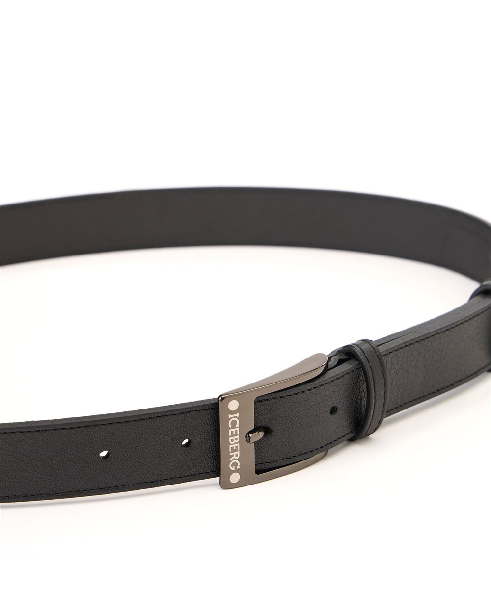 Black nappa leather belt with logo buckle - Iceberg - Official Website