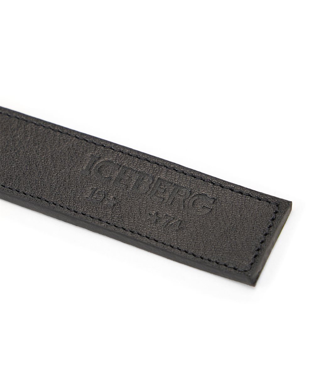 Black nappa leather belt with logo buckle - Iceberg - Official Website
