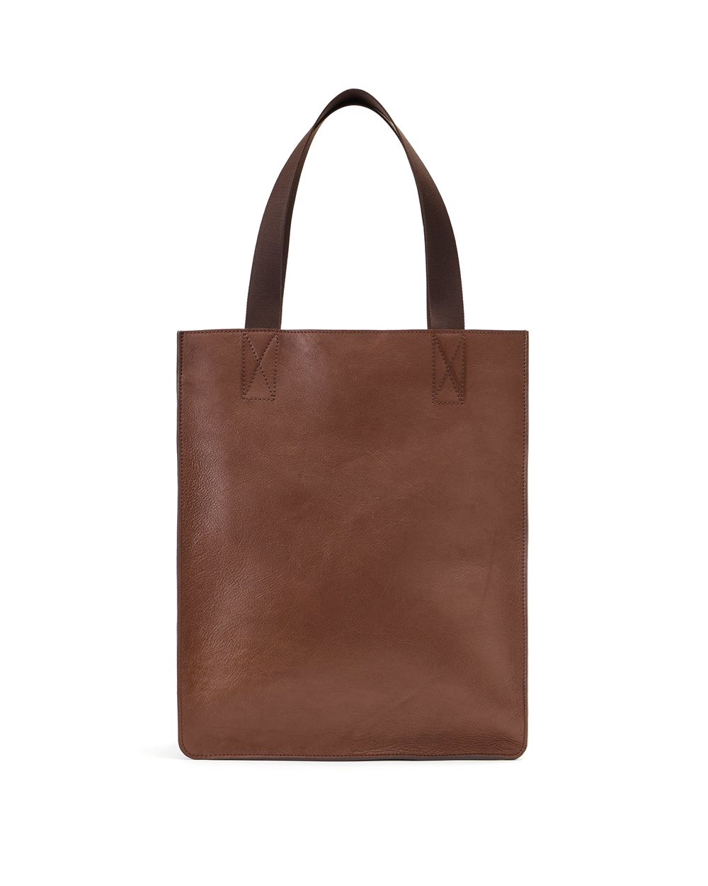 Maxi shopper in hazelnut leather with cross stitching and metal logo plate - Iceberg - Official Website
