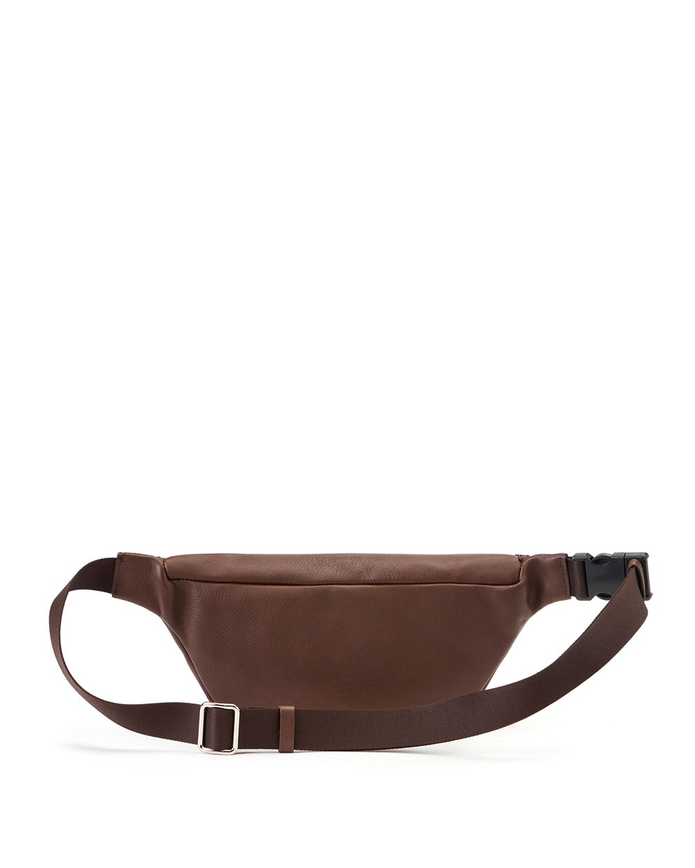 Hazelnut leather bum bag with cross stitching and metal logo plate - Iceberg - Official Website