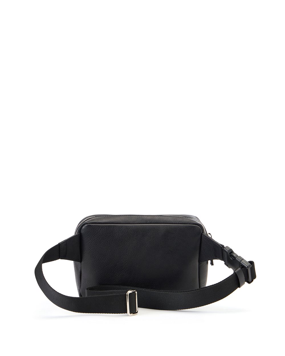Black leather bum bag with cross-stitching and metal buckle - Iceberg - Official Website