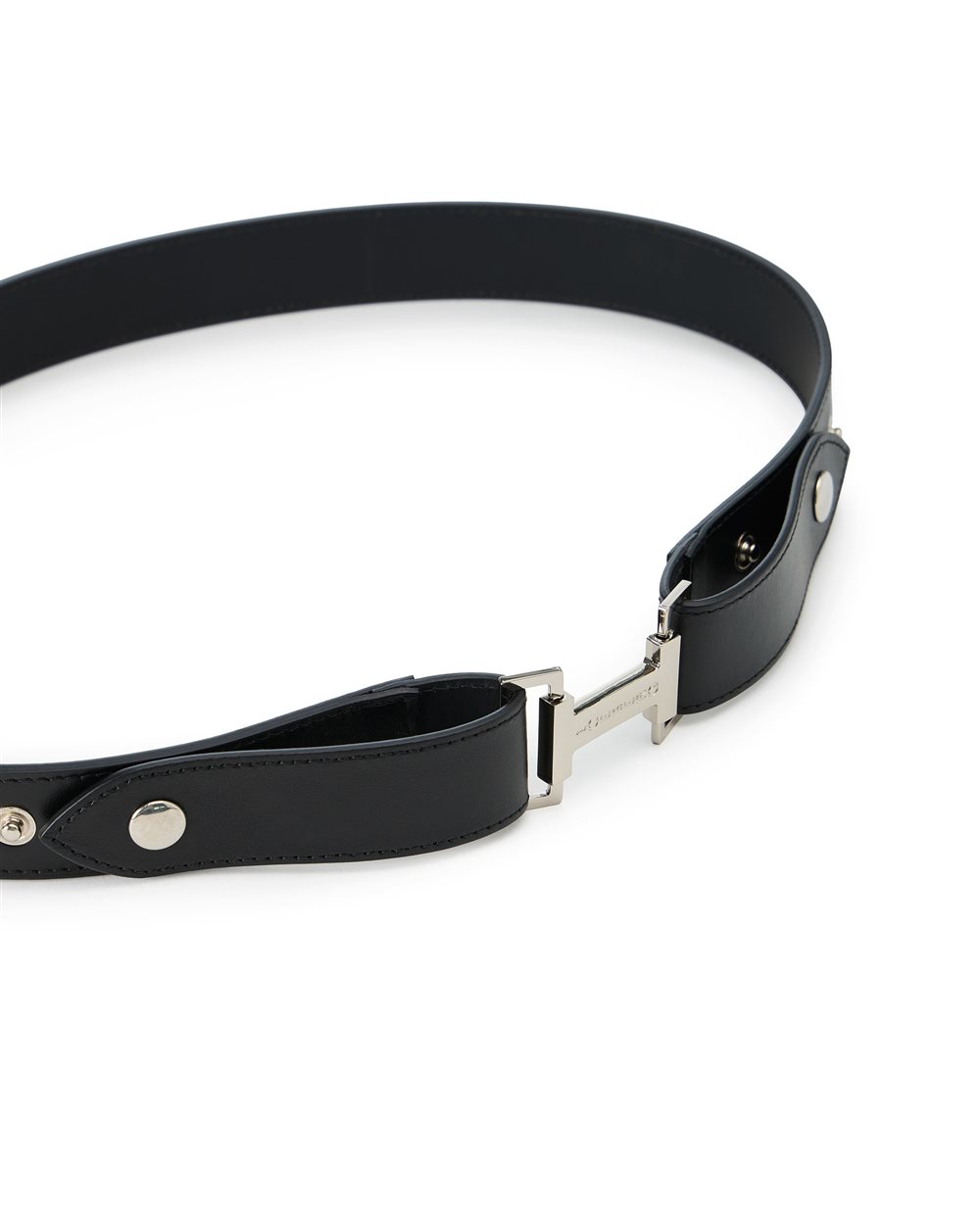 Black nappa leather belt with metal I logo buckle - Iceberg - Official Website