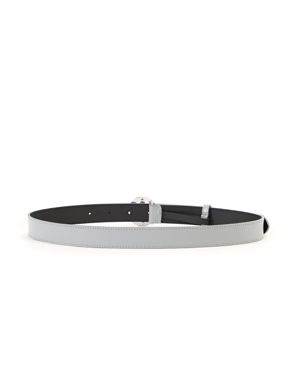 Faeda light grey leather belt with metal monogram logo buckle - Iceberg - Official Website