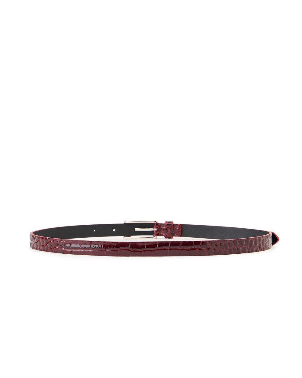 Burgundy nappa leather belt with metal I logo buckle - Iceberg - Official Website