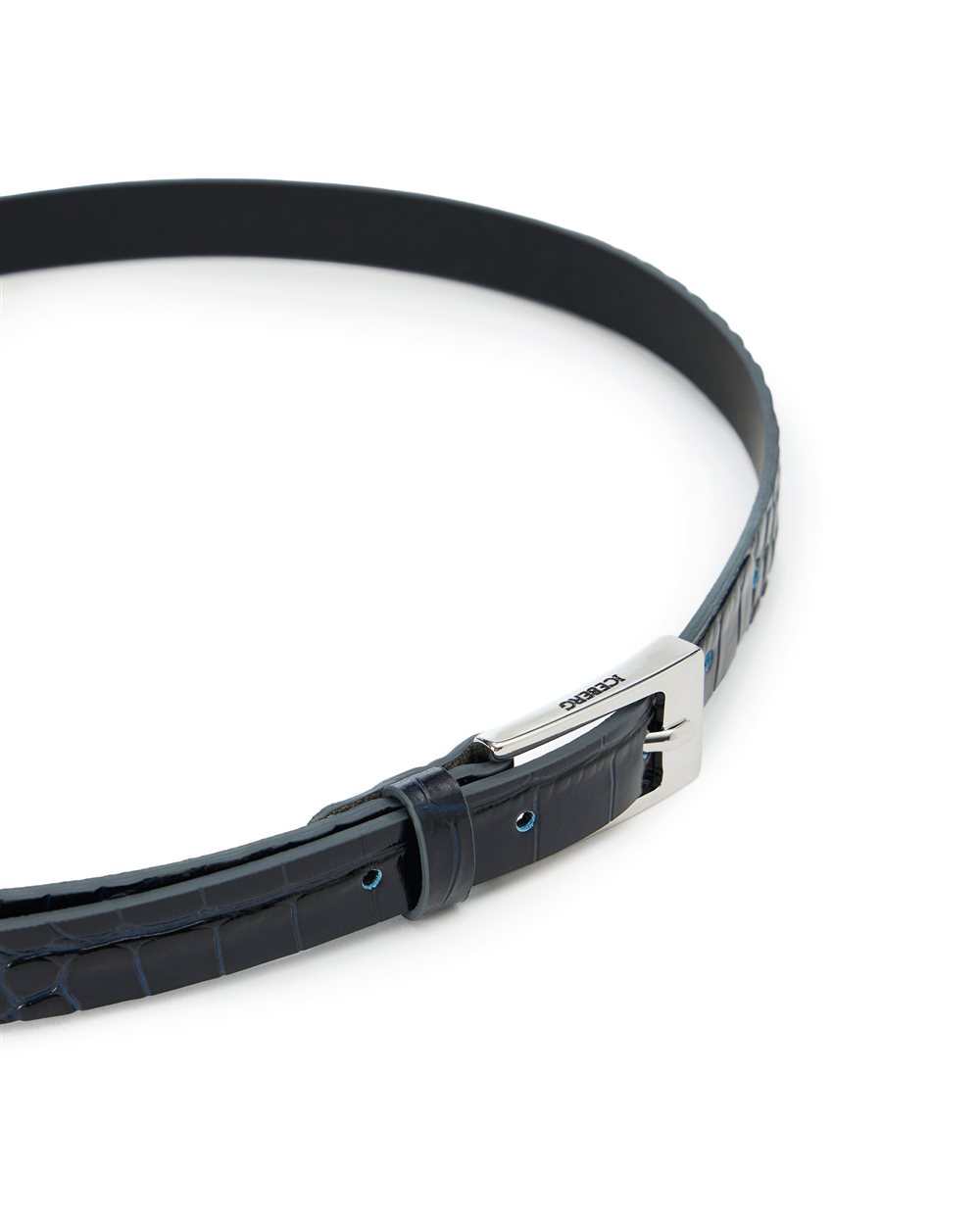 Blue nappa leather belt with metal I logo buckle - Iceberg - Official Website