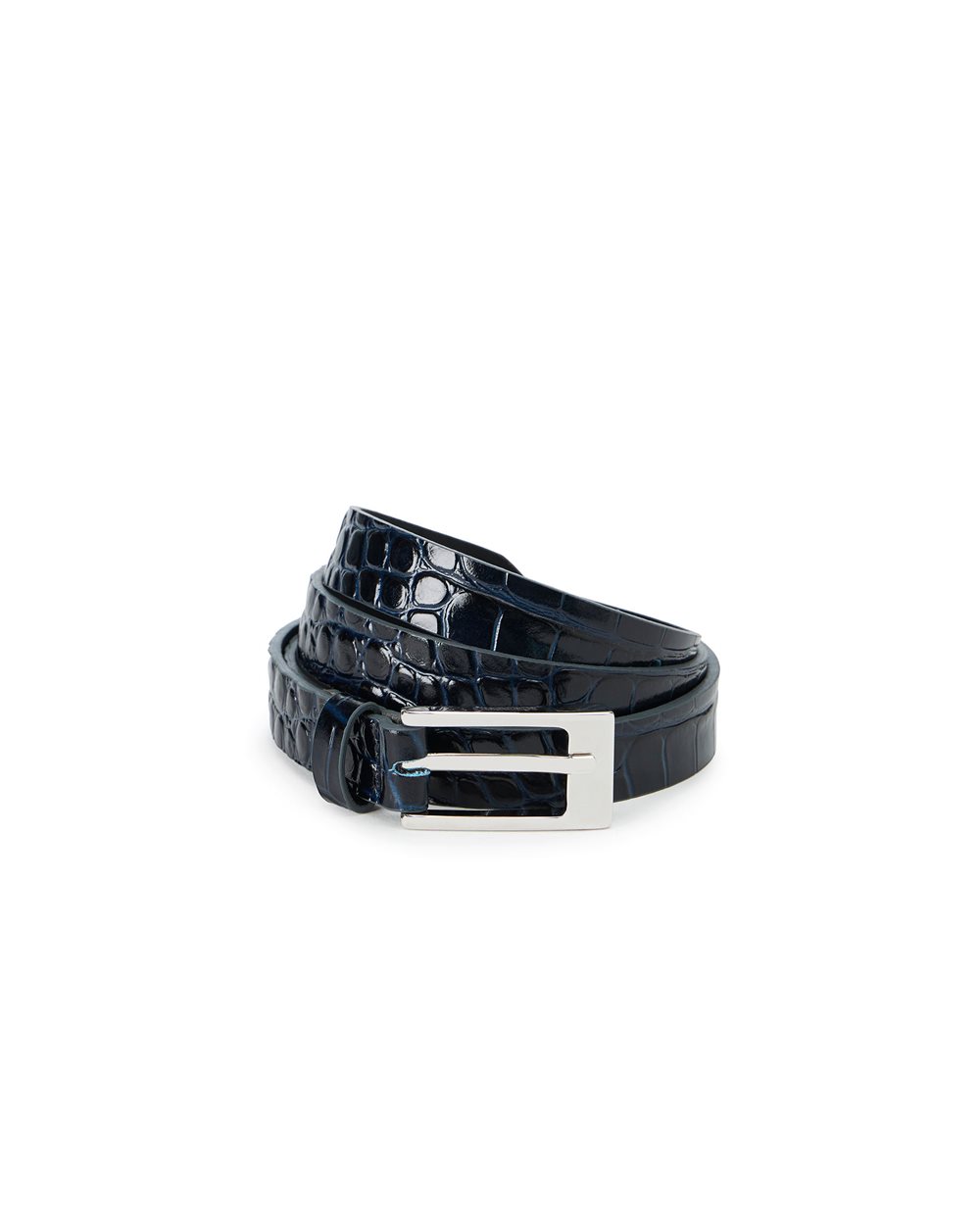 Blue nappa leather belt with metal I logo buckle - Iceberg - Official Website
