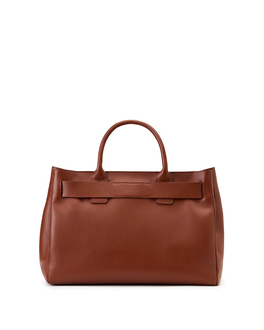 Maxi shopper in hazelnut Prince leather with logo buckles and debossed Iceberg logo detail - Iceberg - Official Website