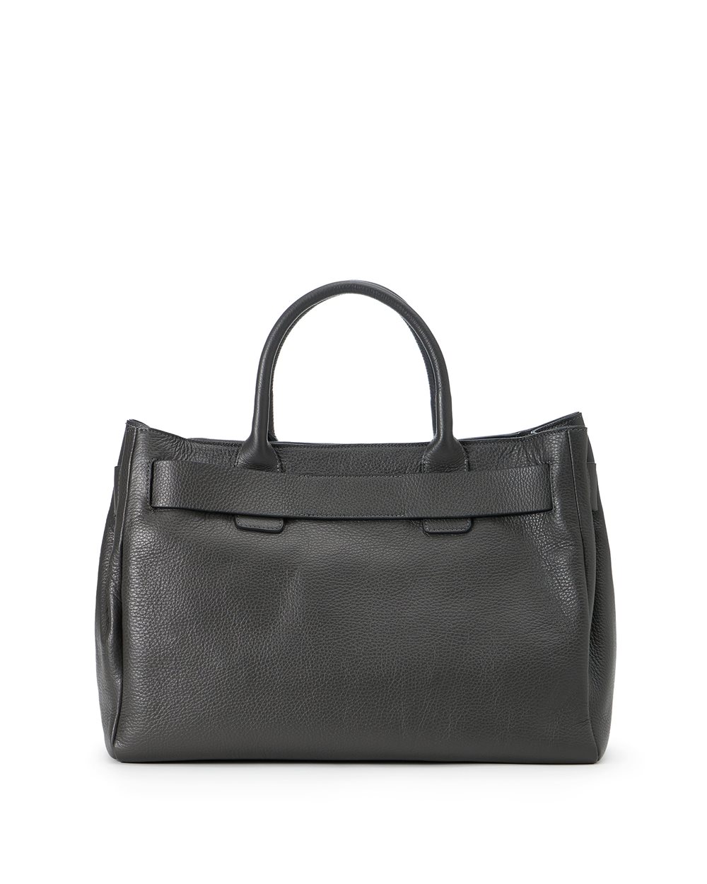 Dark gray Prince leather maxi shopper with logo buckles and debossed Iceberg logo detail - Iceberg - Official Website