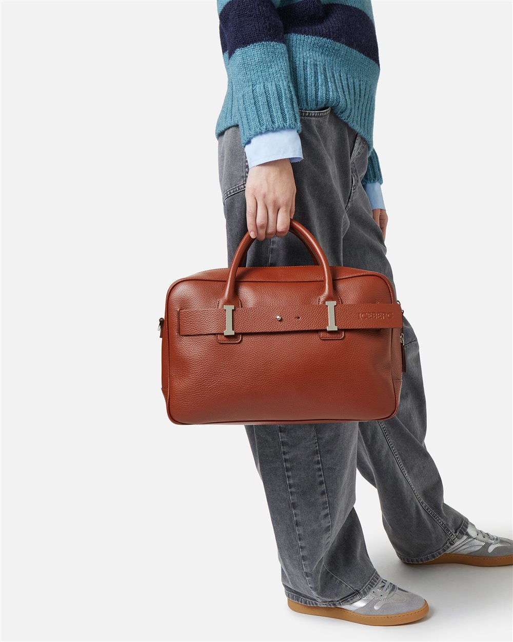 Borsa a tracolla in pelle prince nocciola con fibbie logo e dettaglio logo iceberg debossed - Iceberg - Official Website