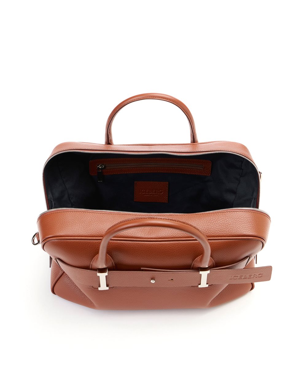 Borsa a tracolla in pelle prince nocciola con fibbie logo e dettaglio logo iceberg debossed - Iceberg - Official Website