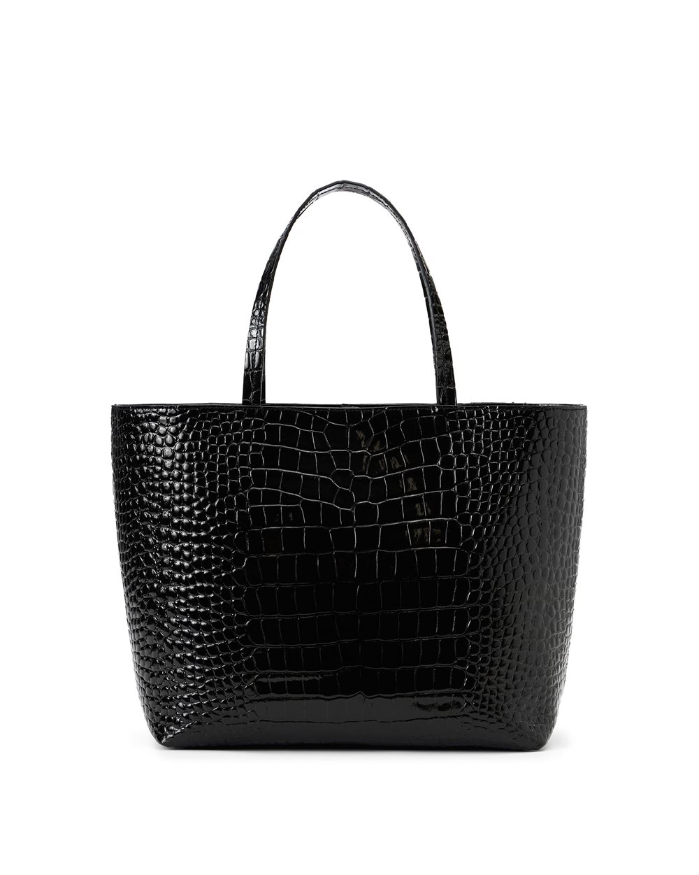 Black crocodile-effect leather shopper bag with enameled plaque and Iceberg Milano Italia logo - Iceberg - Official Website
