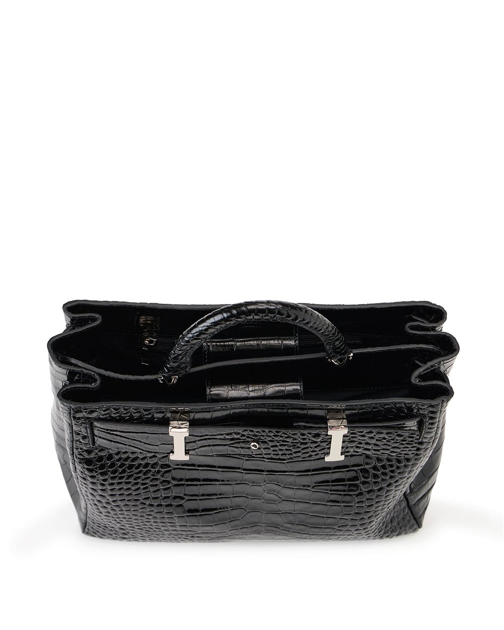Maxi shopper in black calfskin - Iceberg - Official Website