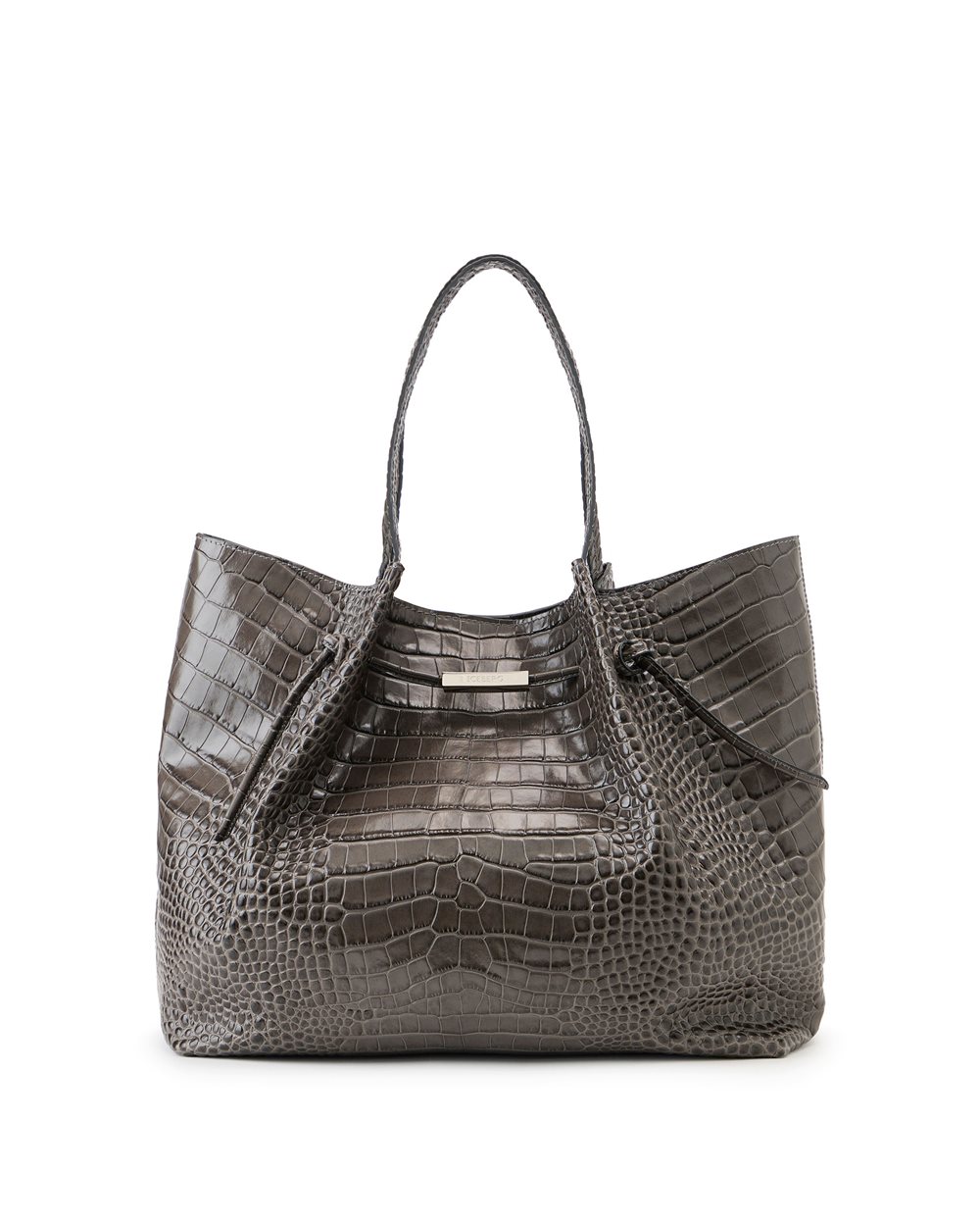 Maxi shopper in gray calfskin - Iceberg - Official Website