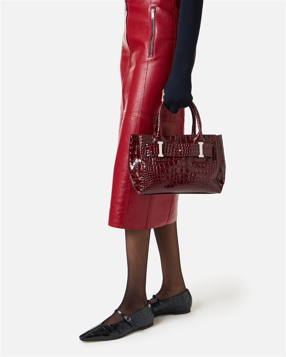 Burgundy calfskin shopper bag - Iceberg - Official Website