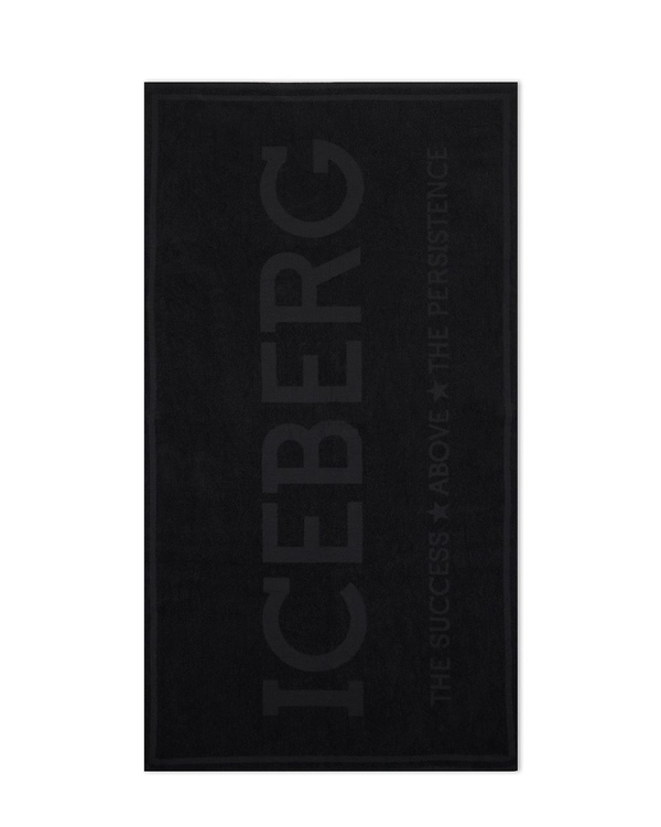Black beach towel with transparent Iceberg logo - Iceberg - Official Website