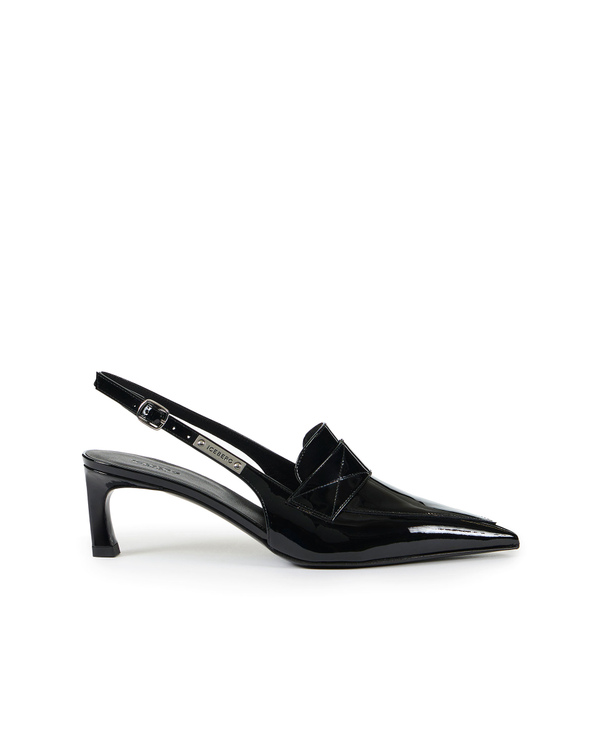 Schwarzer spitzer Lack-Slingback mit Loafer-Schnitt und Kitten Heel - Iceberg - Official Website