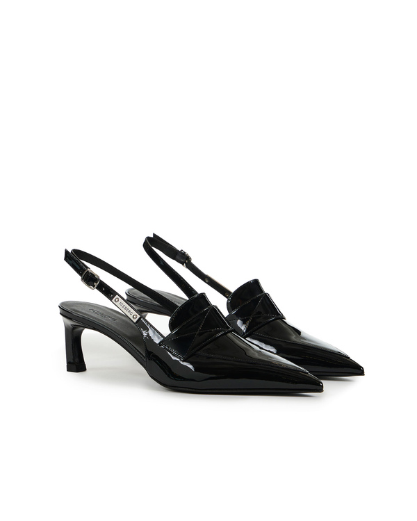Schwarzer spitzer Lack-Slingback mit Loafer-Schnitt und Kitten Heel - Iceberg - Official Website