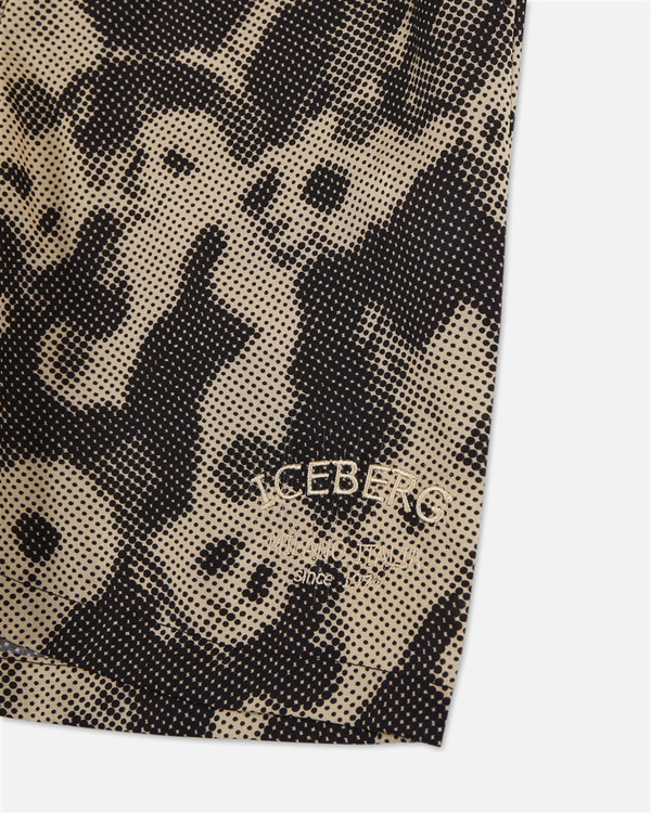 Weite Bermudashorts in Seilfarbe mit gewaschenem Finish - Iceberg - Official Website