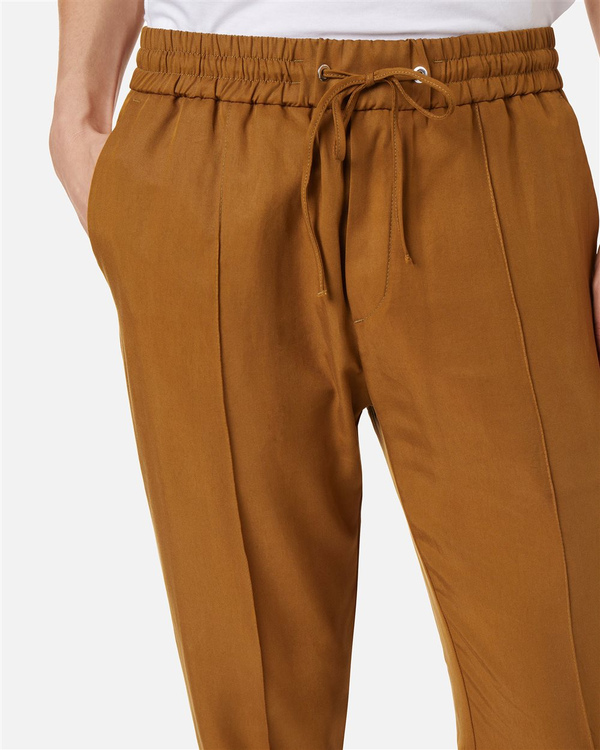 Pantalone comfort fit in Tencel color olio con bande a contrasto - Iceberg - Official Website