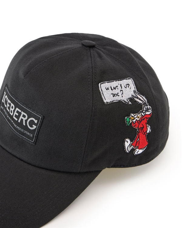 Looney Tunes patch black gabardine baseball cap - Iceberg - Official Website