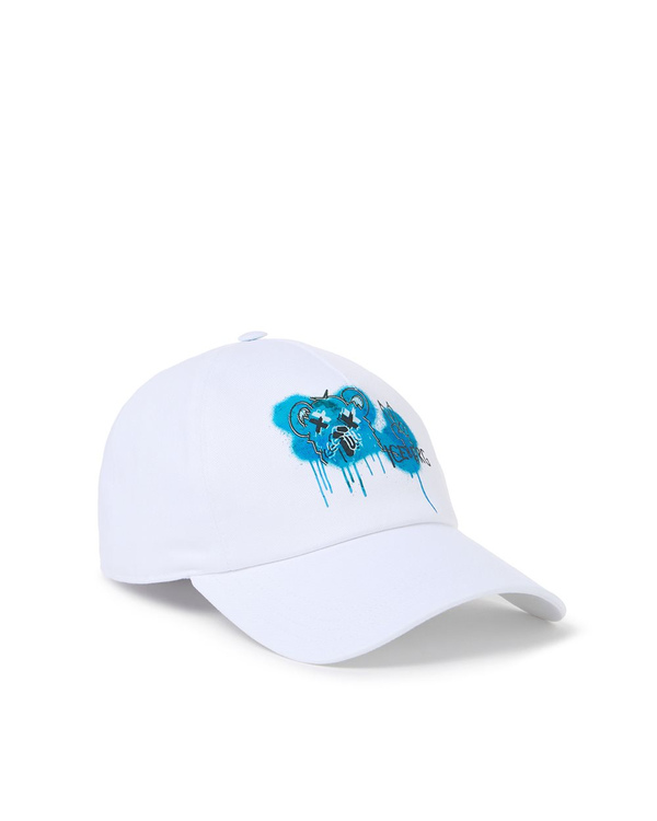 White Gabardine Baseball Cap with Bear Print - Iceberg - Official Website
