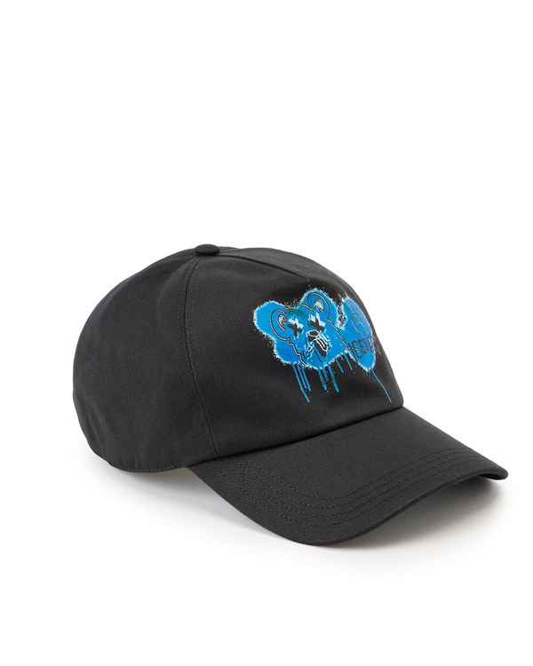 Black gabardine Baseball Cap with Bear Print - Iceberg - Official Website