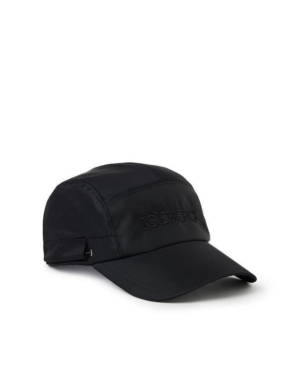 Black nylon baseball cap with drawstring - Iceberg - Official Website