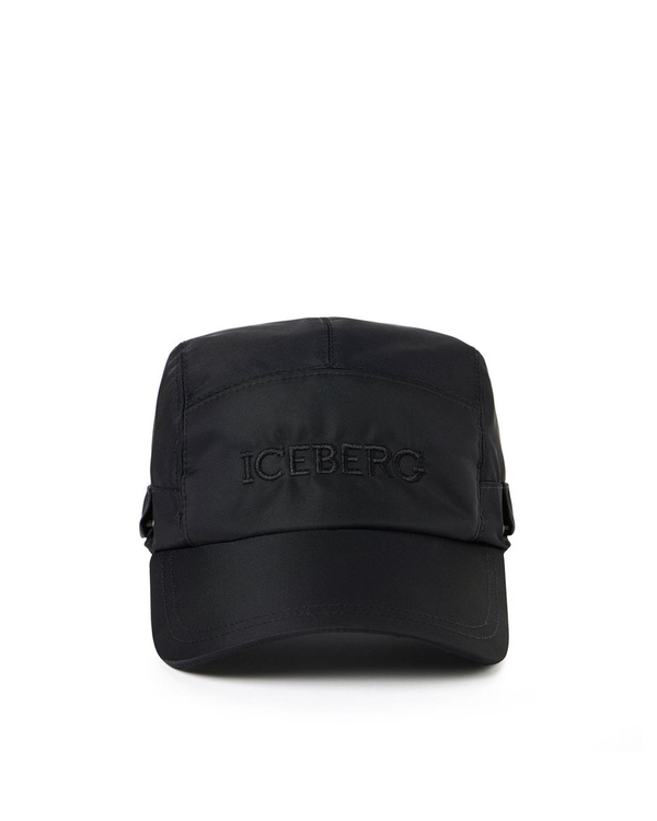 Black nylon baseball cap with drawstring - Iceberg - Official Website