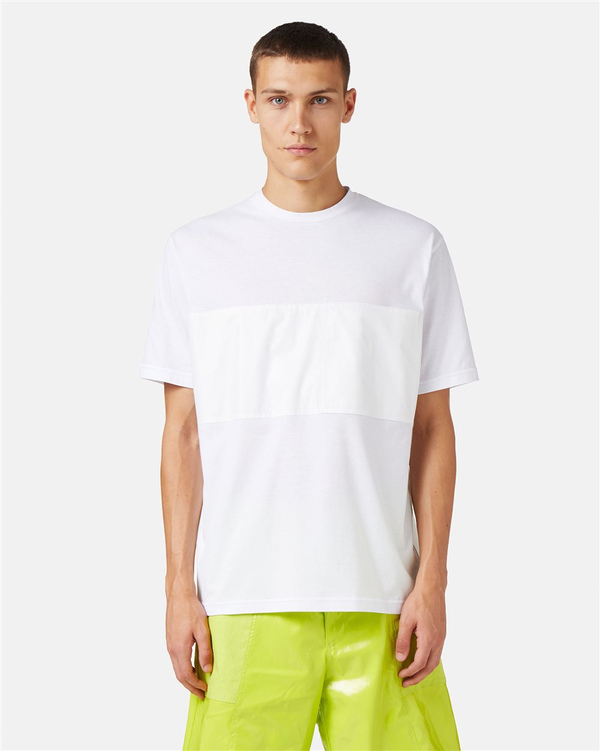T-shirt bianca girocollo con dettaglio tono su tono - Iceberg - Official Website