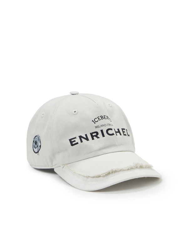 Powder-colored gabardine baseball cap with Poppy print - Iceberg - Official Website