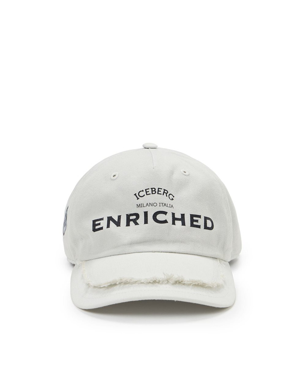 Powder-colored gabardine baseball cap with Poppy print - Iceberg - Official Website