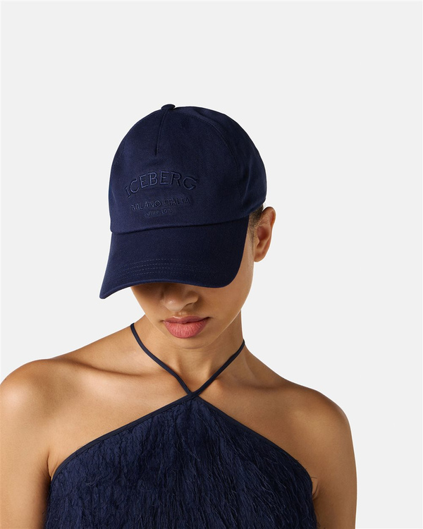 Blue baseball cap with Iceberg Milano Italia embroidery - Iceberg - Official Website