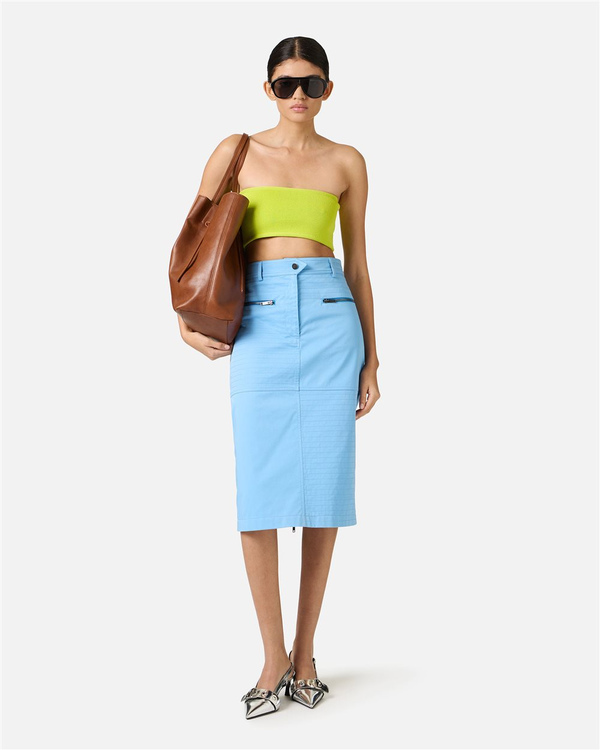 Cedar-colored knitted bandeau top - Iceberg - Official Website