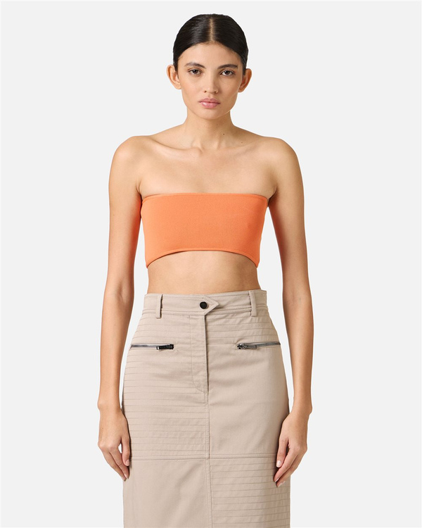 Orange knitted bandeau top - Iceberg - Official Website