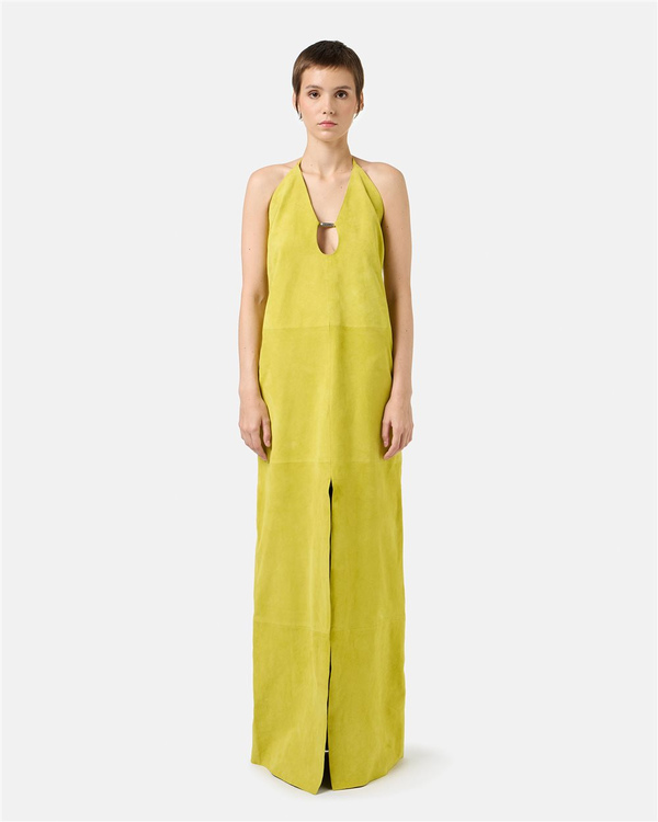 Lime Yellow Suede Long Dress - Iceberg - Official Website