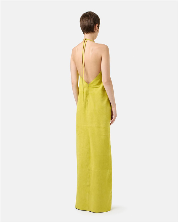 Lime Yellow Suede Long Dress - Iceberg - Official Website