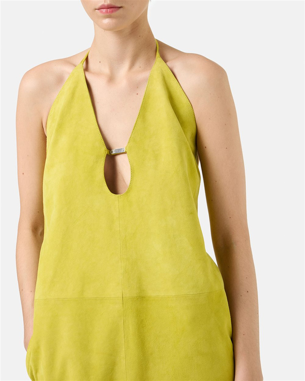 Lime Yellow Suede Long Dress - Iceberg - Official Website
