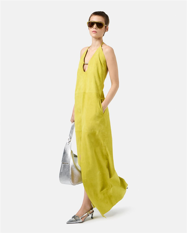 Lime Yellow Suede Long Dress - Iceberg - Official Website
