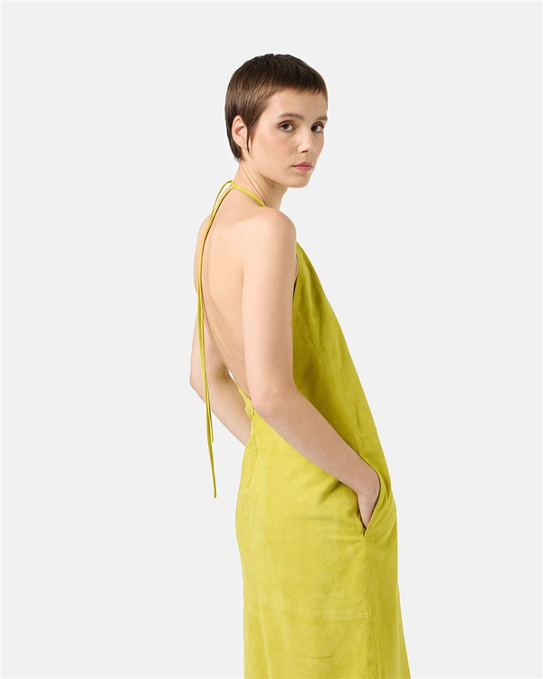 Lime Yellow Suede Long Dress - Iceberg - Official Website