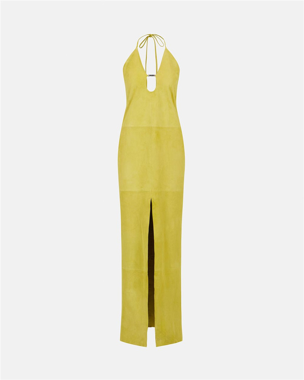Lime Yellow Suede Long Dress - Iceberg - Official Website