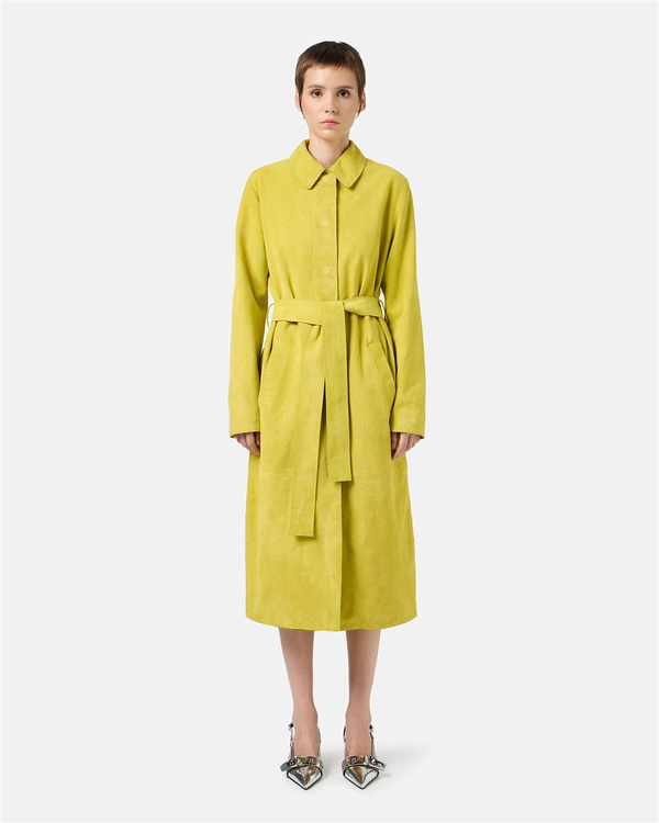 Cappotto Comfort Fit in Suede Giallo Lime - Iceberg - Official Website