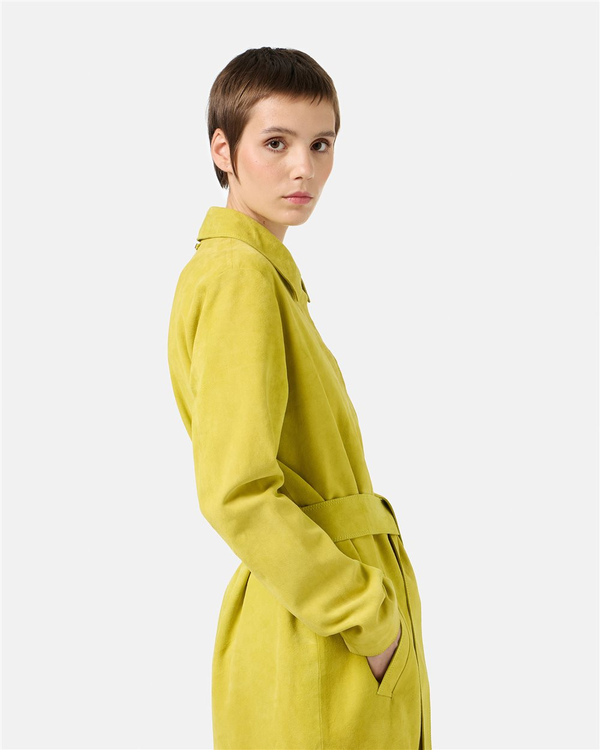 Cappotto Comfort Fit in Suede Giallo Lime - Iceberg - Official Website