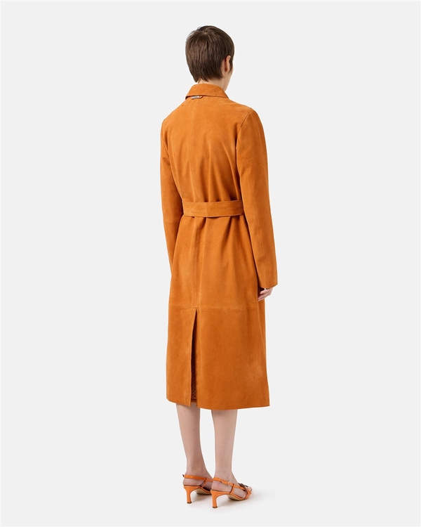Cappotto Comfort Fit in Suede arancio intenso - Iceberg - Official Website