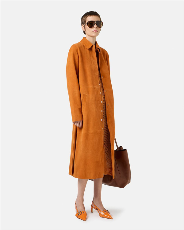 Cappotto Comfort Fit in Suede arancio intenso - Iceberg - Official Website