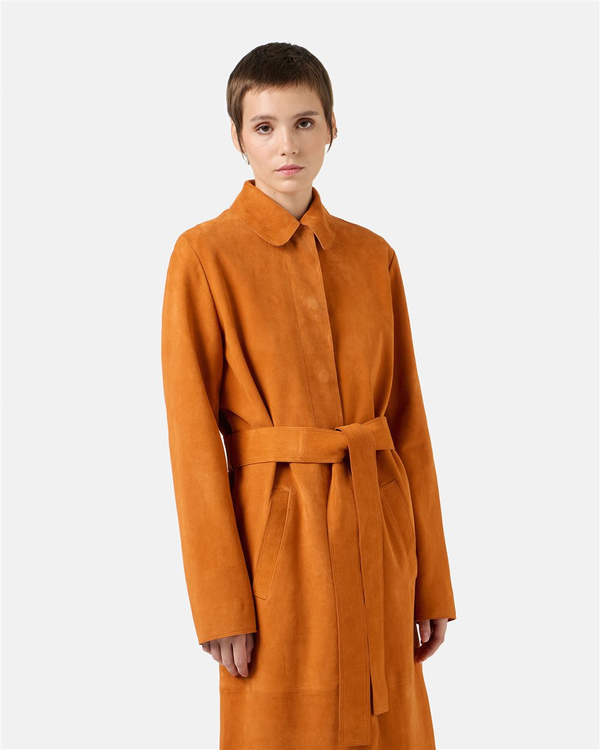 Cappotto Comfort Fit in Suede arancio intenso - Iceberg - Official Website
