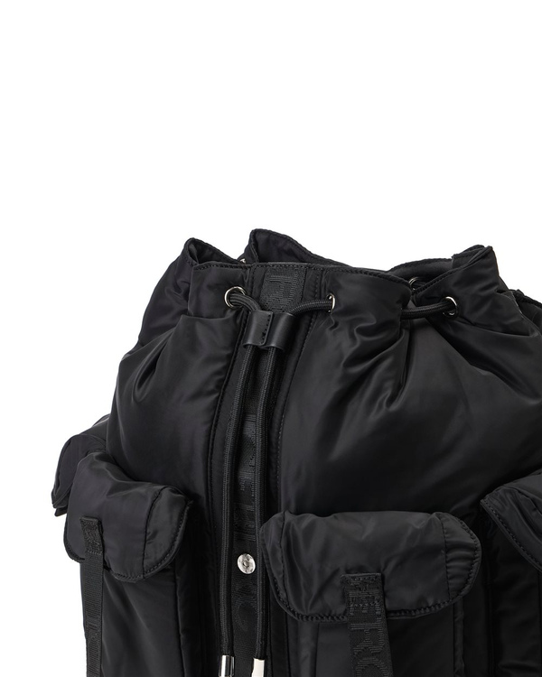 Black soft nylon backpack with personalized ribbons and Iceberg logo buckle - Iceberg - Official Website