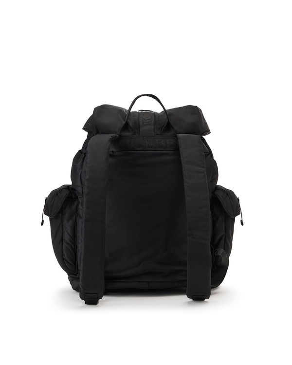 Black soft nylon backpack with personalized ribbons and Iceberg logo buckle - Iceberg - Official Website