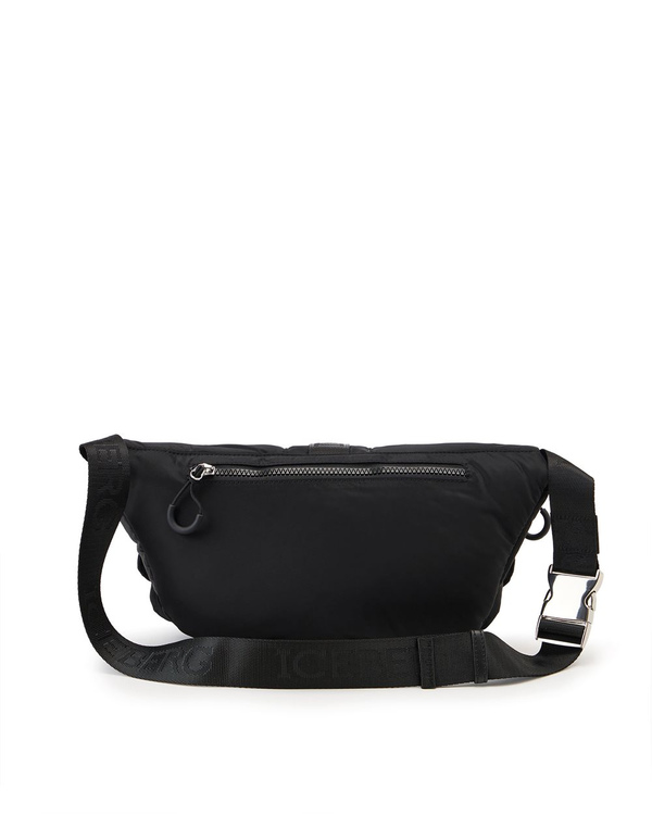 Black soft nylon bum bag with custom ribbons and Iceberg logo buckle - Iceberg - Official Website