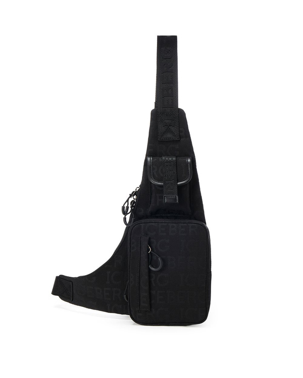 Black bag in allover jacquard fabric with Iceberg logo - Iceberg - Official Website